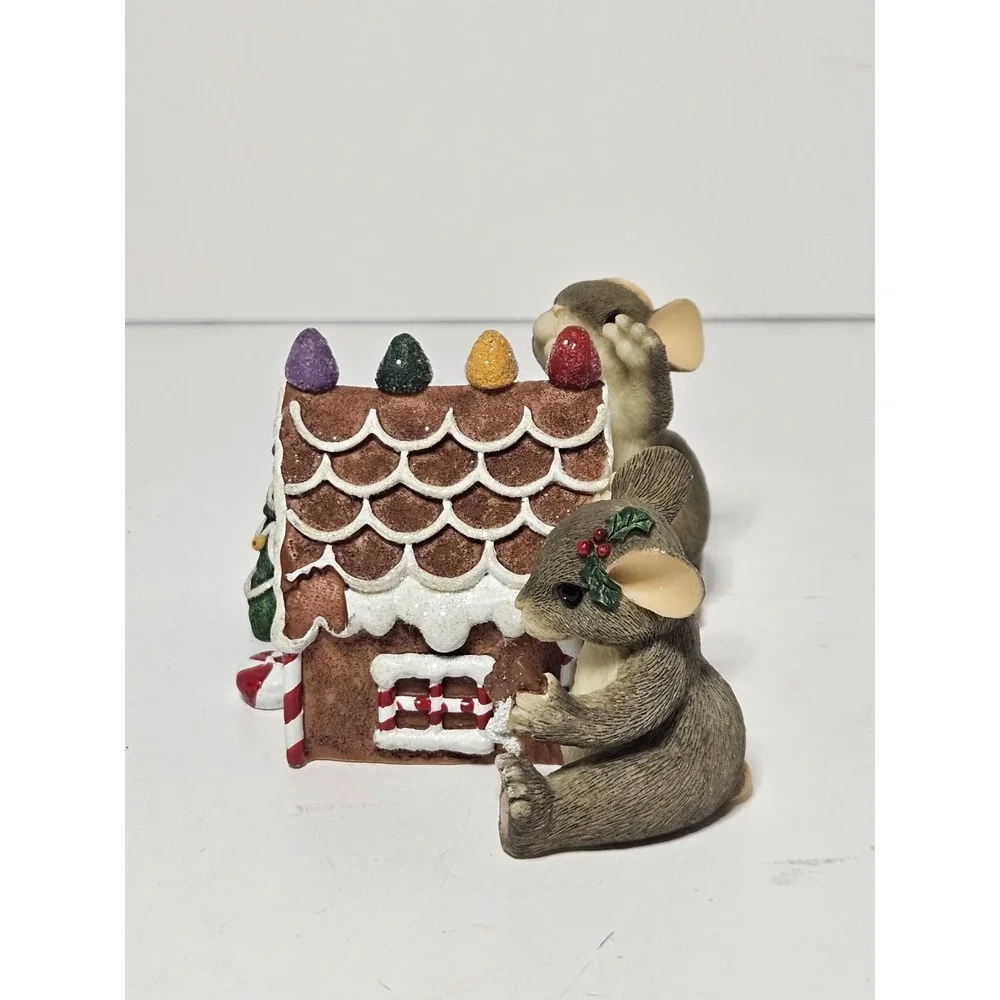 Fitz Floyd Charming Tails Home Sweet Home Mice Gingerbread House Figurine 98/290